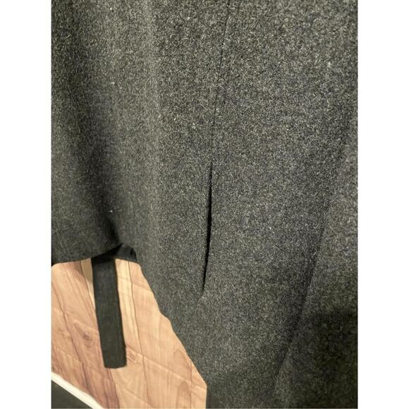 Braetan Large grey wool pea coat womens faux fur collar - Picture 5 of 9